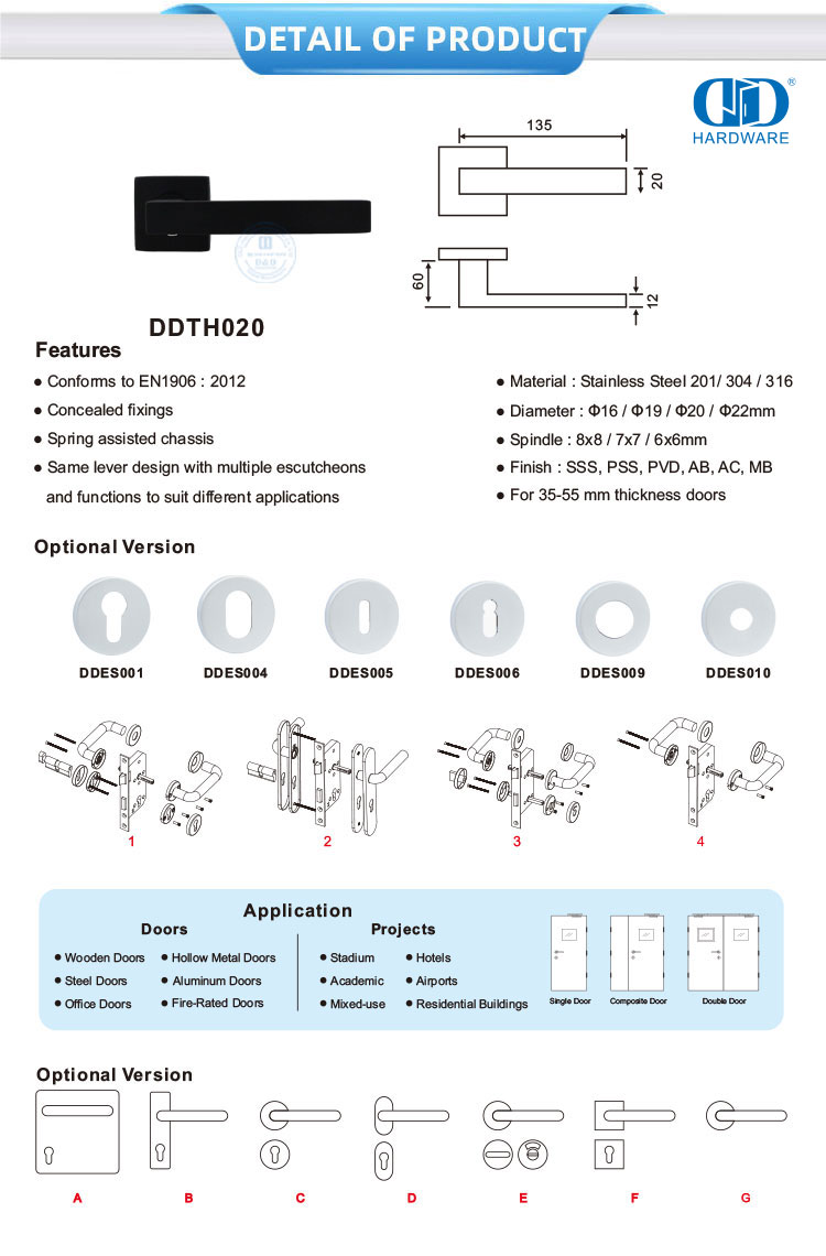 Square Rosette Door Handles Дверные ручки с квадратной розеткой