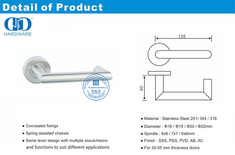 Double Right-Angle Lever Handle Двойная угловая рукоятка с рычагом