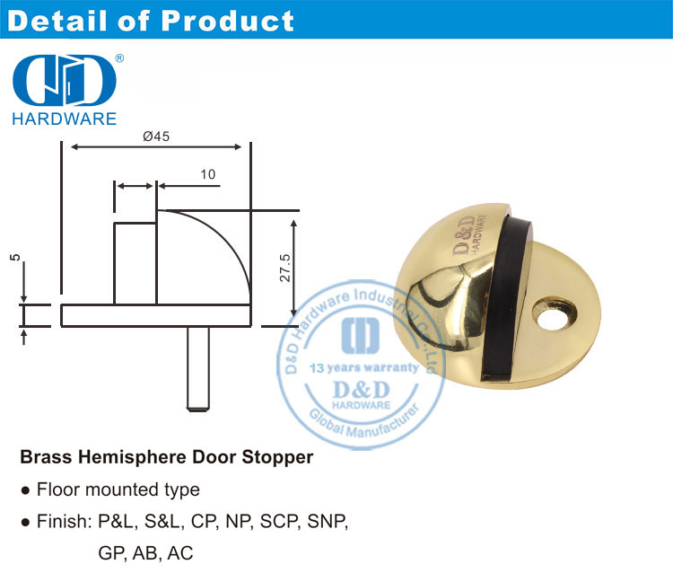 Floor Mounted Door Stop Напольный дверной стопор