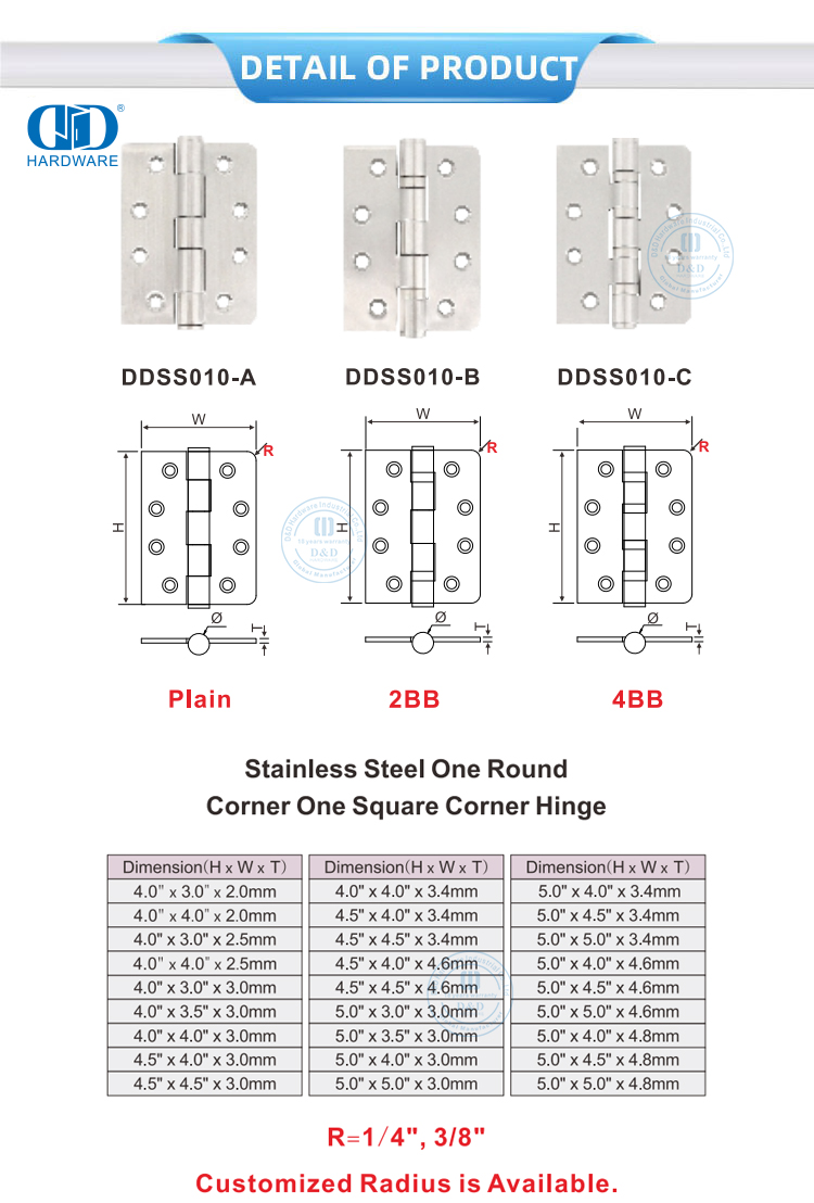 Square and Round Corner Hinge Квадратная и круглая угловая петля
