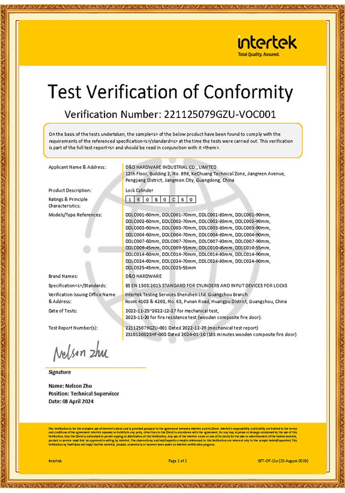 Lock Cylinder EN 1303 Цилиндр замка EN 1303