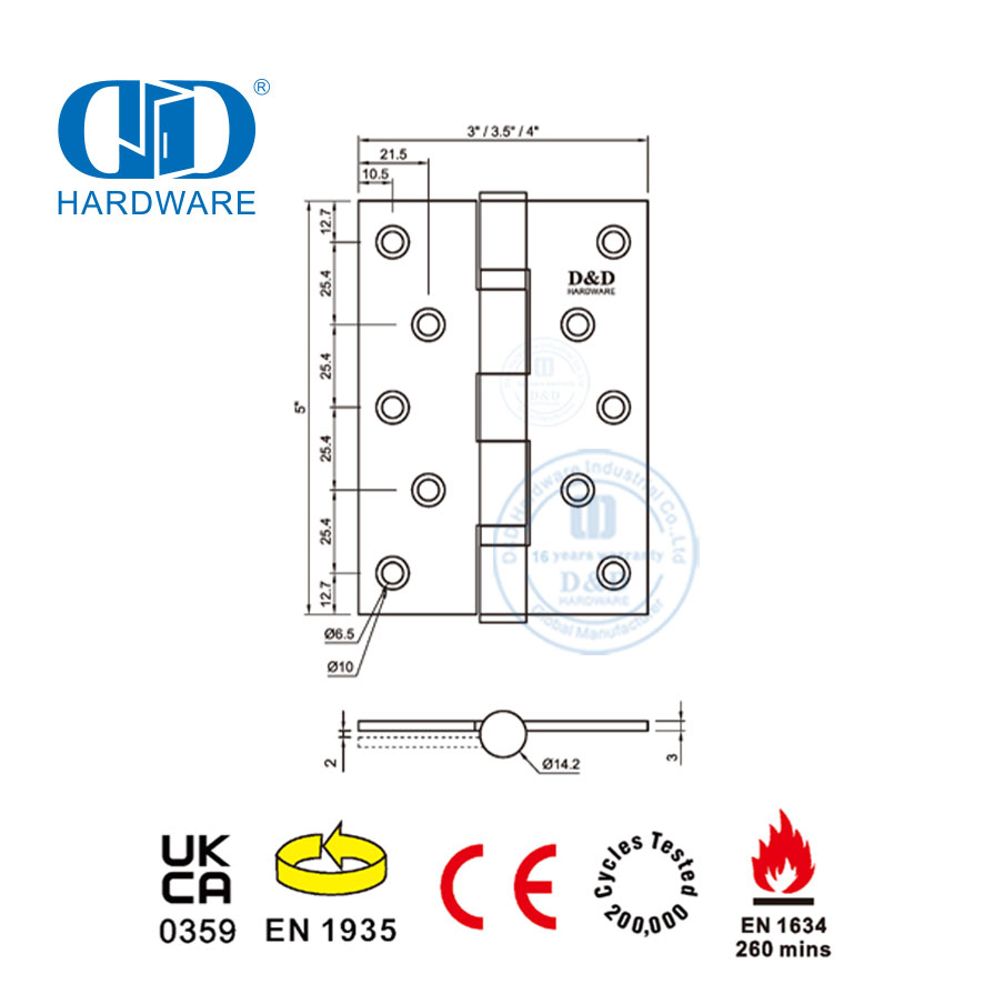 Высококачественная сертификация CE класса 13, 5-дюймовая огнестойкая врезная дверная петля -DDSS001-CE