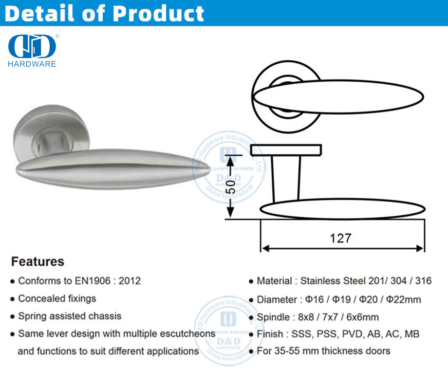 Литая полая ручка с рычагом