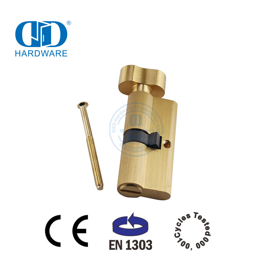 Цилиндр врезного замка для ванной комнаты из атласной латуни с сертификацией EN 1303-DDLC007-70mm-SB