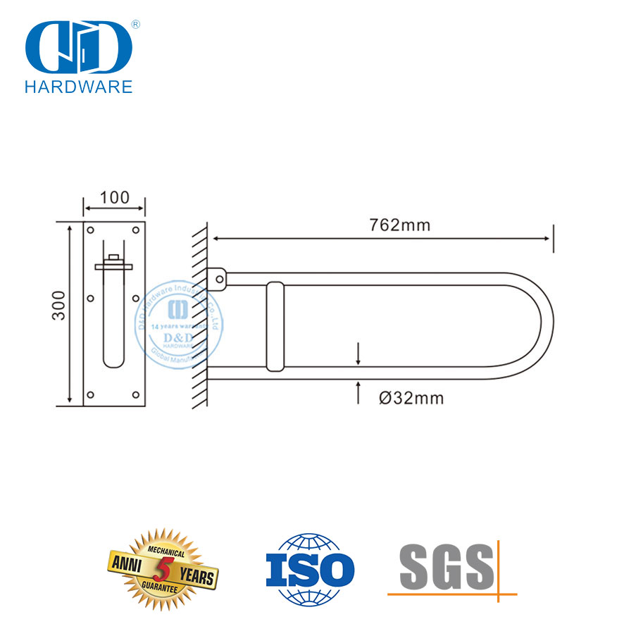 Аксессуары для ванной комнаты, душевой комнаты, поручень для инвалидов с высокой безопасностью-DDTH038