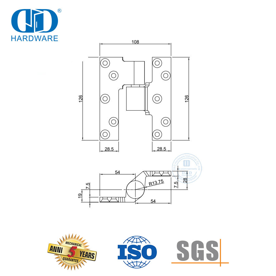  Промежуточная шарнирная дверная петля из нержавеющей стали 304 для жилого дома-DDSS069