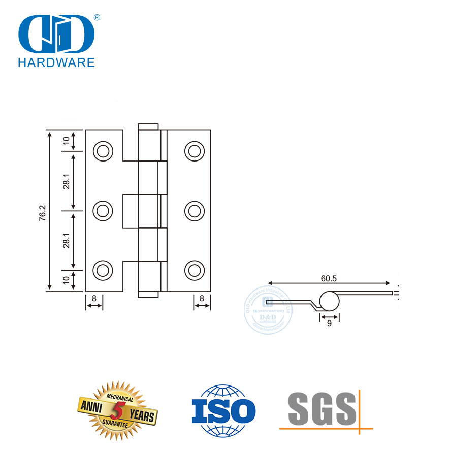 Односторонний поворотный дверной шарнир из нержавеющей стали на 180 градусов-DDSS040
