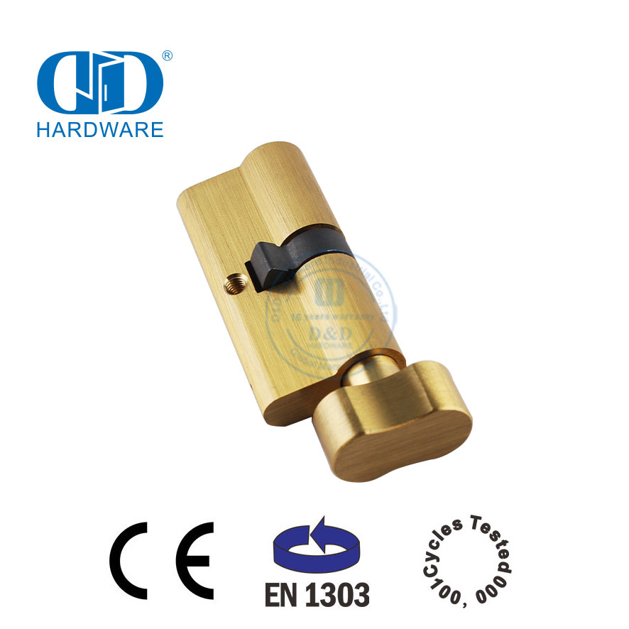 Цилиндр врезного замка для ванной комнаты из атласной латуни с сертификацией EN 1303-DDLC007-70mm-SB