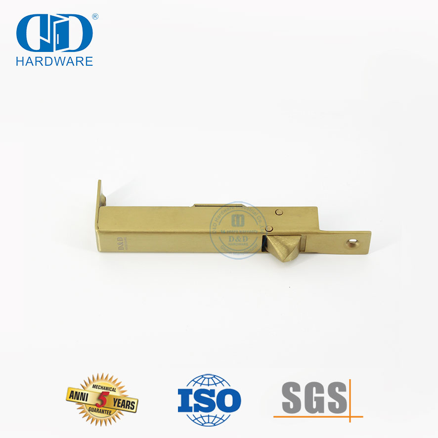 Сатинированная латунь, боковой левый и правый автоматический дверной болт заподлицо-DDDB023-SB