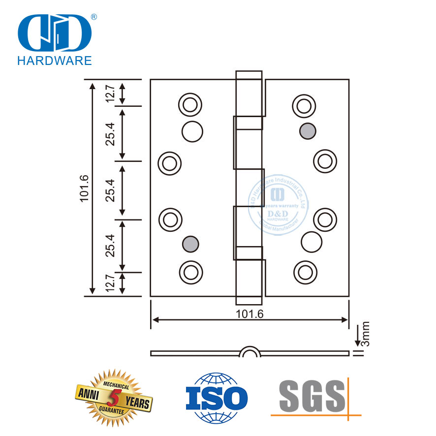 Фурнитура для главной двери, двойная петля безопасности из нержавеющей стали с пятью шарнирами-DDSS014