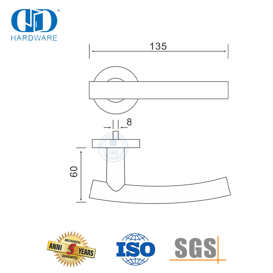 Современная круглая розетка, внешняя дверная фурнитура, полые трубчатые рычажные ручки-DDTH013-SSS