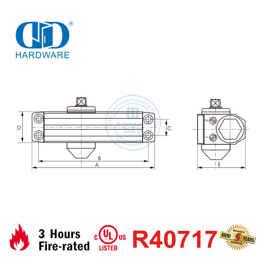 Свет безопасности, нагрузка 40-65 кг, 950 мм, CE, UL 10C, внесен в список противопожарных дверных доводчиков-DDDC034