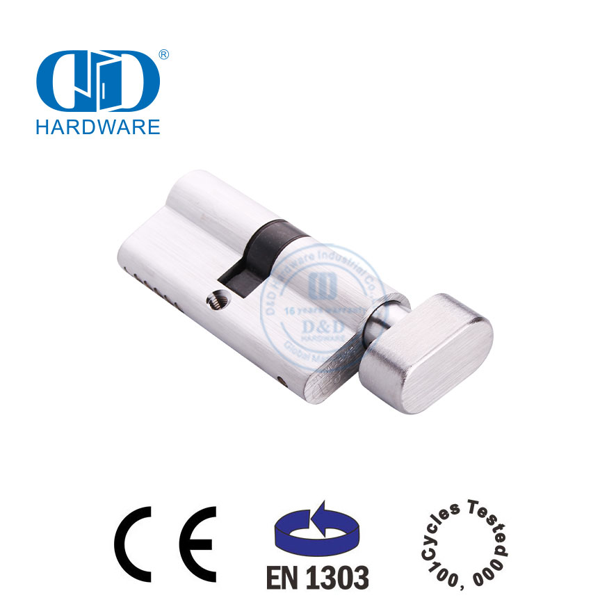 Сатинированное хромированное покрытие, сертификация EN 1303, цилиндр замка для ванной комнаты-DDLC007-70mm-SC