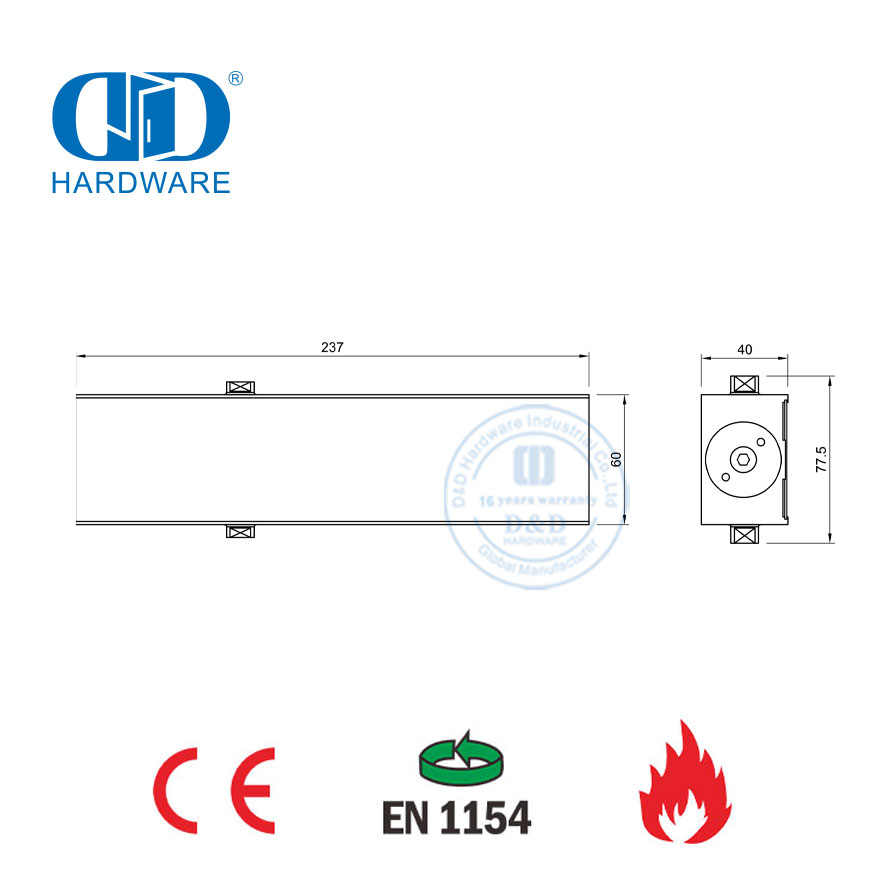 Дверной доводчик из алюминиевого сплава с двумя регулируемыми скоростями с сертификацией CE EN1154-DDDC013
