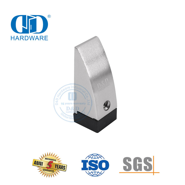 Треугольный дверной стопор из сатинированного никеля, черный резиновый стопор для напольного монтажа-DDDS013-SN