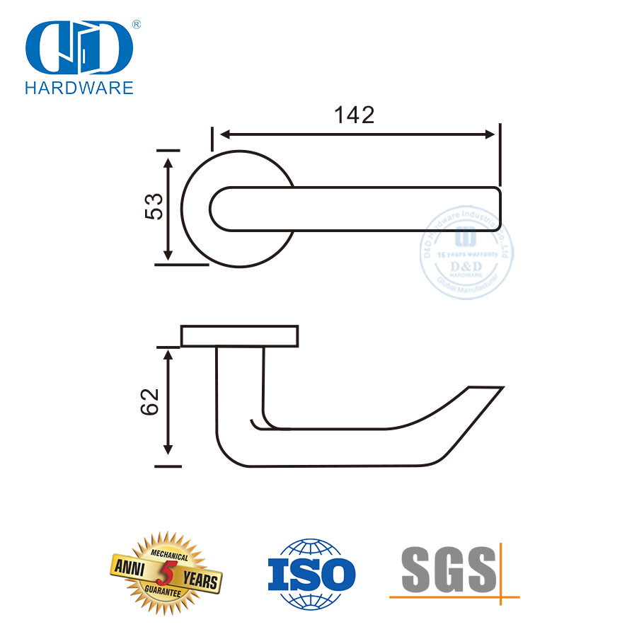Простая установка Стальная дверная фурнитура Твердая рычажная ручка из нержавеющей стали-DDSH028-SSS