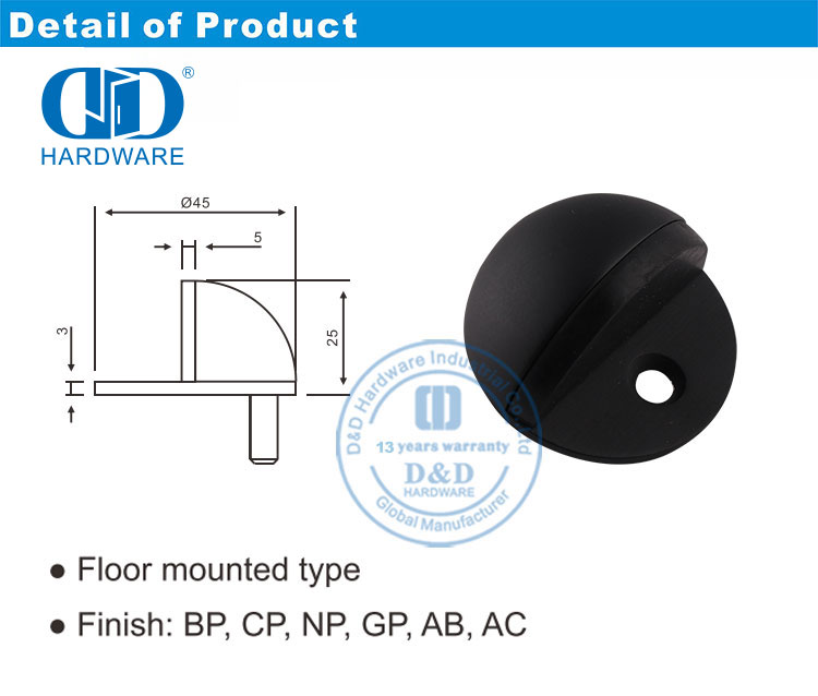 Полусферический дверной стопор
