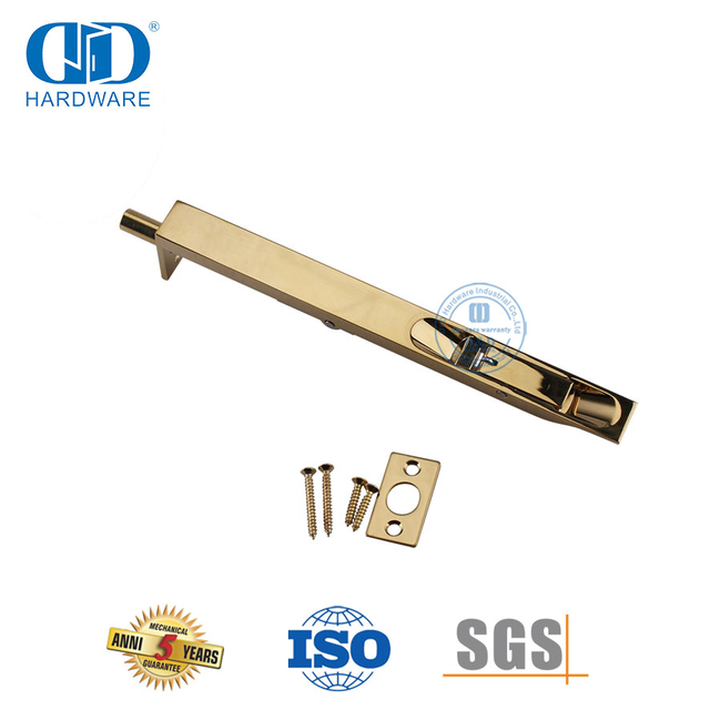 Полированный латунный зеркальный золотой сверхмощный болт для промывки для деревянной двери-DDDB001-PB