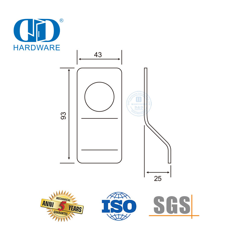SUS 304 Оборудование для аварийного выхода Аксессуары для аварийных дверей Ночная защелка-DDPD019-SSS