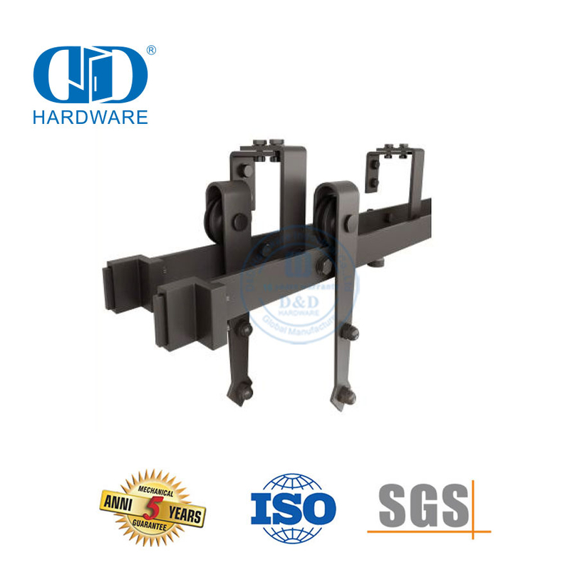 Роллинг из нержавеющей стали, промышленный тихий черный внешний двойной комплект, фурнитура для раздвижных дверей сарая, фурнитура для дверных роликов-DDBD024