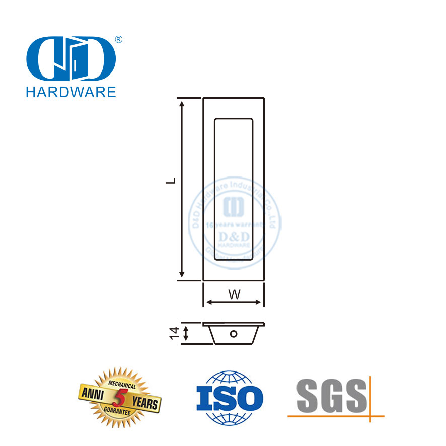 Мебельная фурнитура из нержавеющей стали, квадратная ручка для скрытой двери 102 мм заподлицо-DDFH009-B