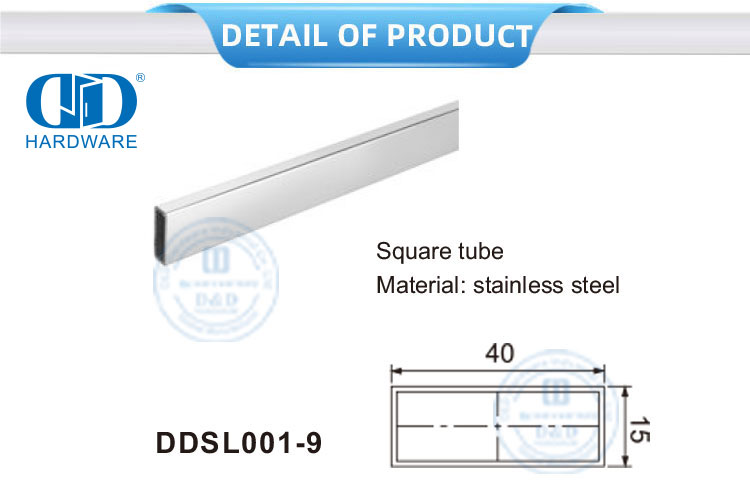 Стеклянная фурнитура из нержавеющей стали, мебельная фурнитура, раздвижная дверь для ванной комнаты, квадратная трубка-DDSL001-9