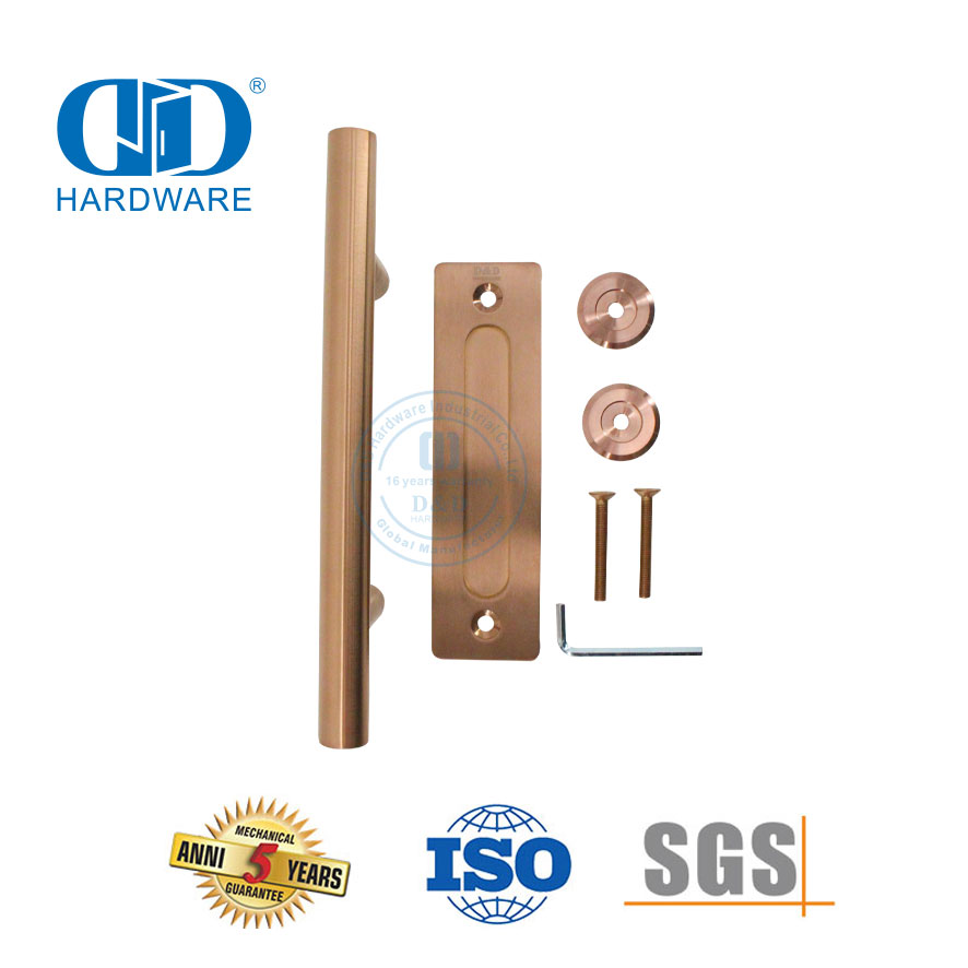 Двусторонняя двухсторонняя ручка из нержавеющей стали розового золота с ручкой для двери сарая, мебельная дверная ручка на палец-DDBD102 SRG