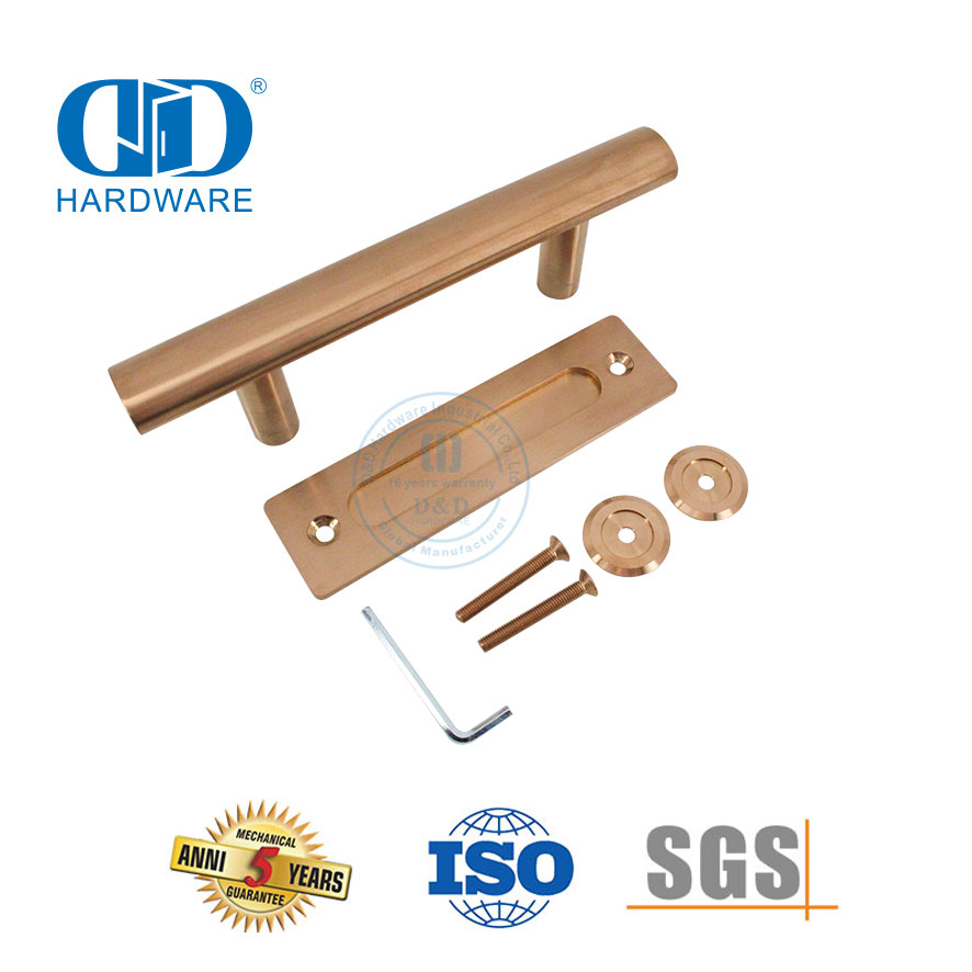 Ручка двери сарая из нержавеющей стали розового и золотого цвета, фурнитура для раздвижной двери, трубчатая ручка-DDBD101 SRG