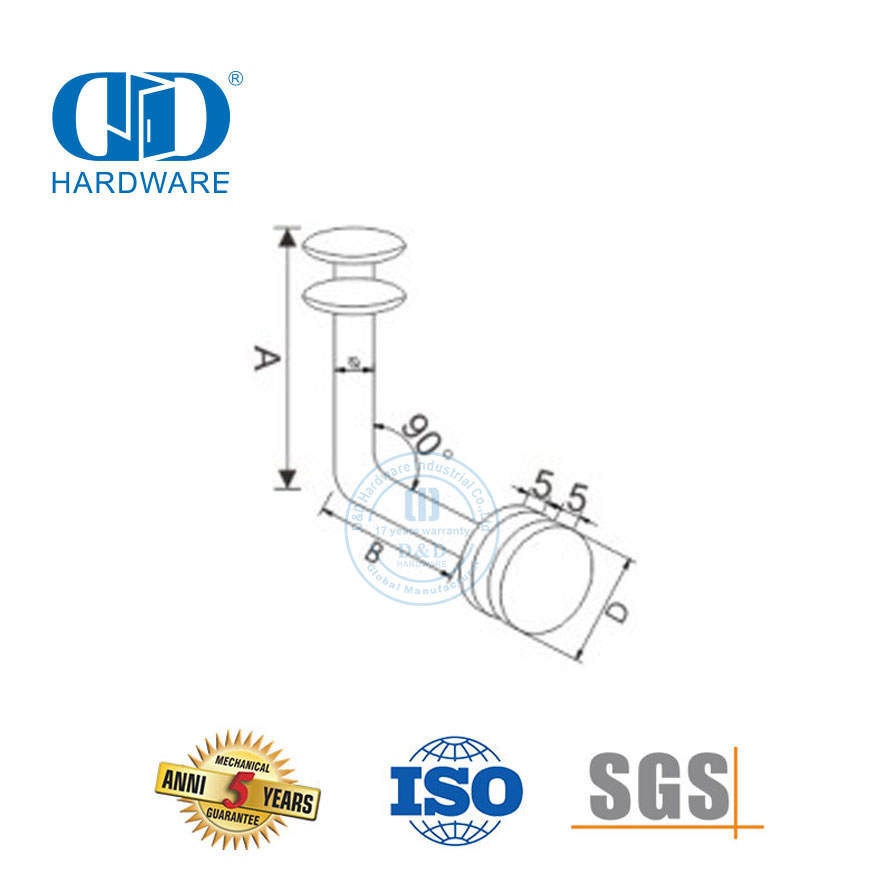 Производитель дверной фитинг из нержавеющей стали, стеклянная лестница, перила, перила, кронштейн-DDHB001