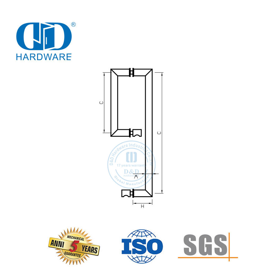 Коммерческая фурнитура для раздвижных стеклянных дверей из нержавеющей стали, дверная фурнитура для ванной комнаты, ручка-DDPH041