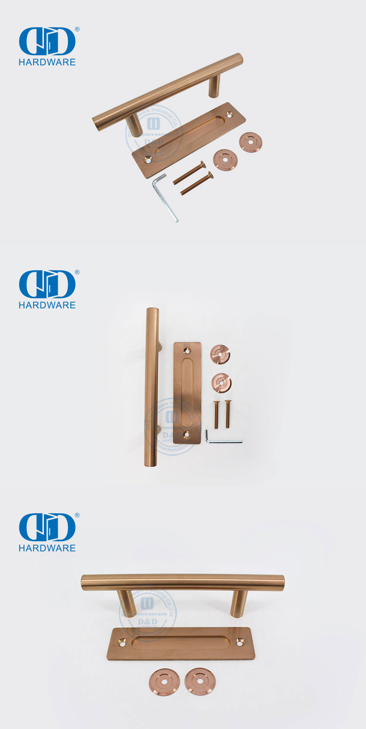 Двусторонняя двухсторонняя ручка из нержавеющей стали розового золота с ручкой для двери сарая, мебельная дверная ручка на палец-DDBD102 SRG