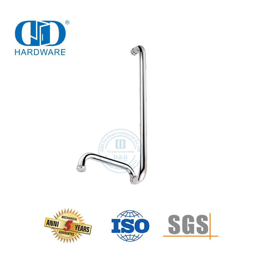 Двусторонняя дверная ручка из закаленного стекла для ванной комнаты из нержавеющей стали Ручка для ванной комнаты-DDPH018