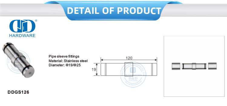 Фитинги для труб из нержавеющей стали, аксессуары для ванной комнаты, стеклянная фурнитура, мебельный аксессуар для раздвижной двери-DDGS126