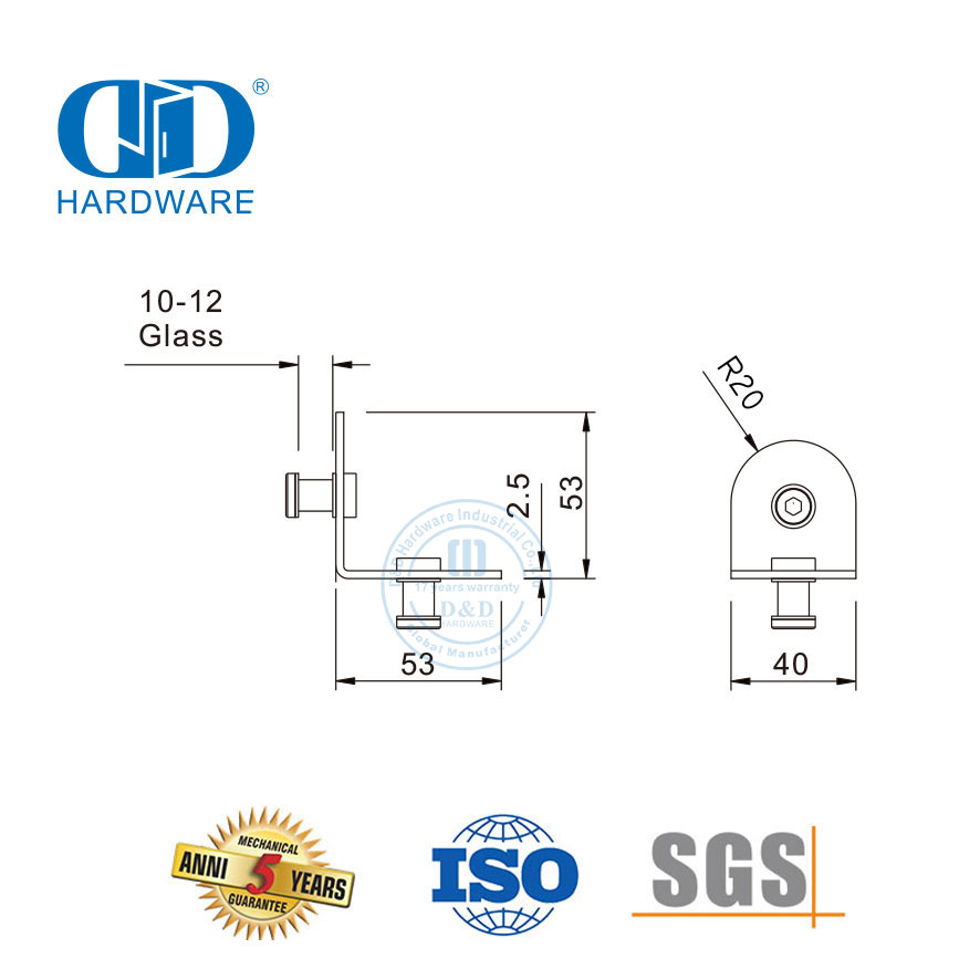 Аксессуары для туалетов из нержавеющей стали, соединитель для петель для душа, угловой зажим для стеклянной стены, фитинг-DDWC001