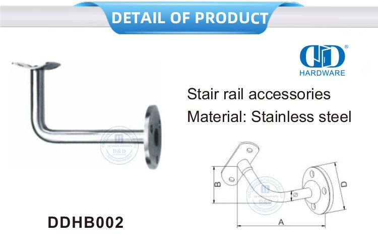 Опорный кронштейн из нержавеющей стали, аксессуары для лестничных перил, фурнитура для стеклянных дверей, кронштейн для перил-DDHB002