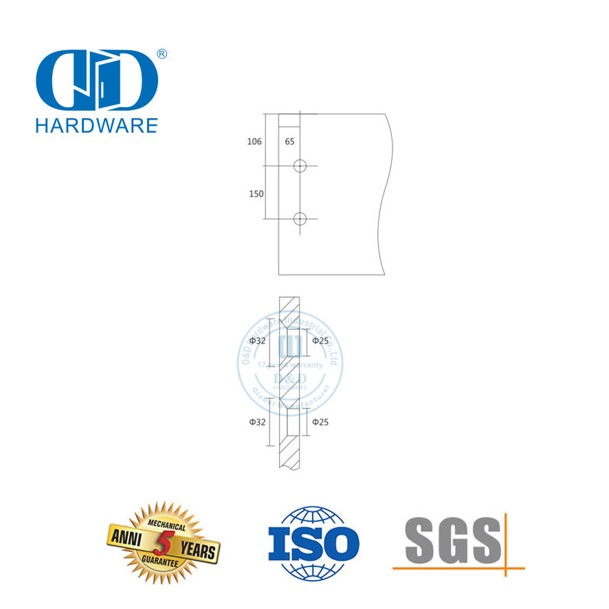Фурнитура для стеклянных дверей из нержавеющей стали Поворотный столб с одноточечным креплением для стекла-DDGP003
