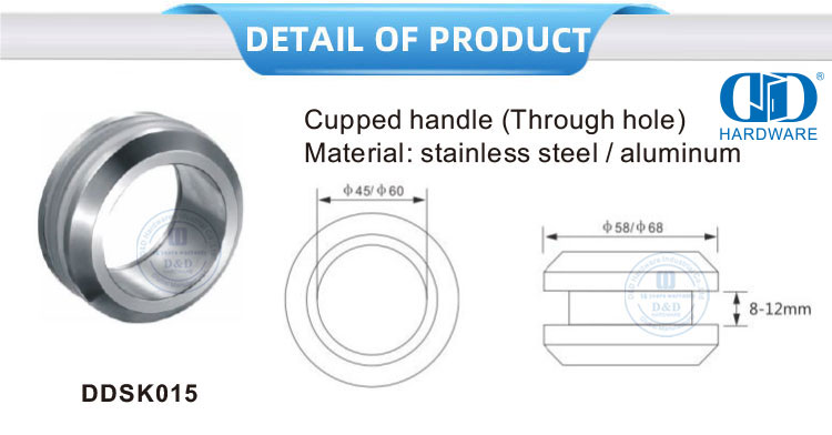 Мебельная фурнитура, ручка из нержавеющей стали, стеклянная фурнитура, алюминиевая чашеобразная ручка со сквозным отверстием-DDSK015