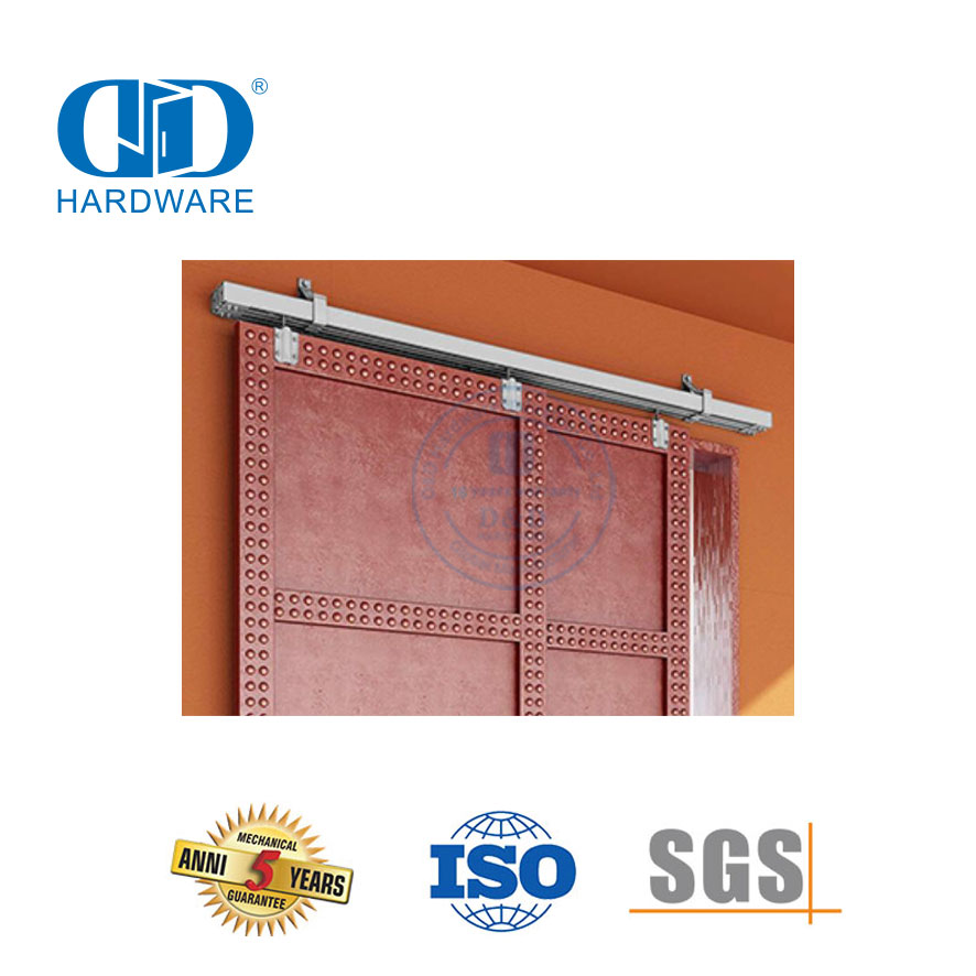 Нержавеющая сталь, черная сверхмощная фурнитура для двойной раздвижной двери, фурнитура для байпасной двери, комплект для квартиры-DDBD041