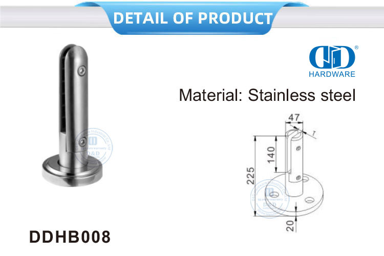 Безрамное стеклянное ограждение из нержавеющей стали, перила для балюстрады, стеклянный зажим, патрубок, поручень, настенный кронштейн-DDHB008