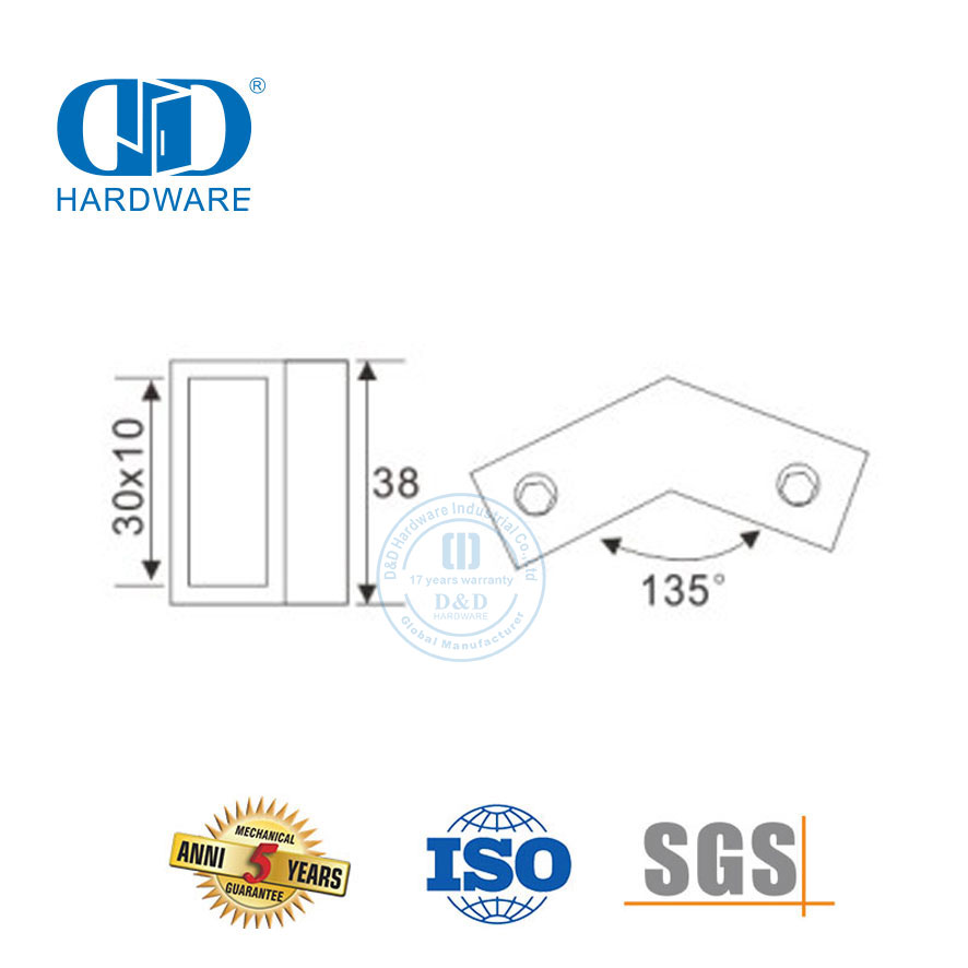 Высококачественный стеклянный зажим из нержавеющей стали с квадратной трубкой для сантехники-DDSC017