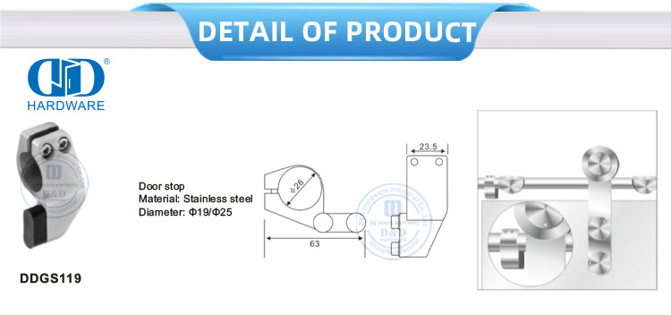 Безрамная дверная фурнитура из нержавеющей стали, аксессуары для ванной комнаты, дверной стопор для раздвижной двери-DDGS119