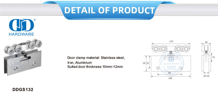 Дверной зажим из нержавеющей стали, железный раздвижной двери, подвесной ролик, мебельная фурнитура для раздвижной двойной двери-DDGS132