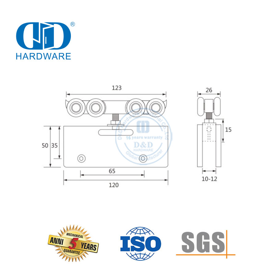 Дверной зажим из нержавеющей стали, железный раздвижной двери, подвесной ролик, мебельная фурнитура для раздвижной двойной двери-DDGS132