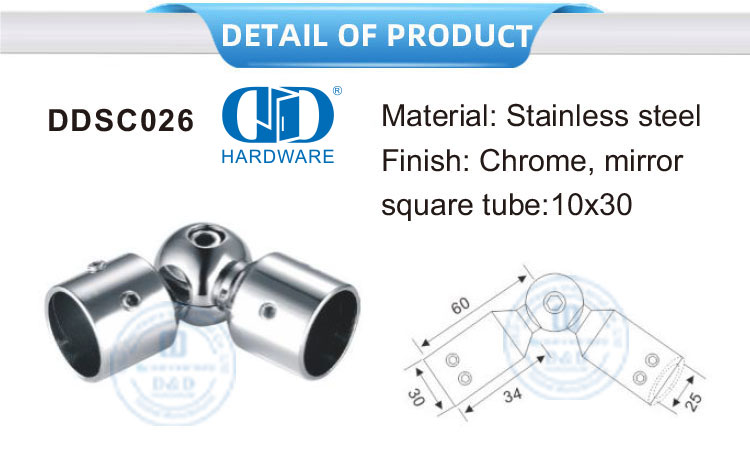 Соединитель круглой трубки из нержавеющей стали. Держатель для ванной комнаты. Соединители для душевой трубки. Соединитель панели. Стеклянная арматура-DDSC026.