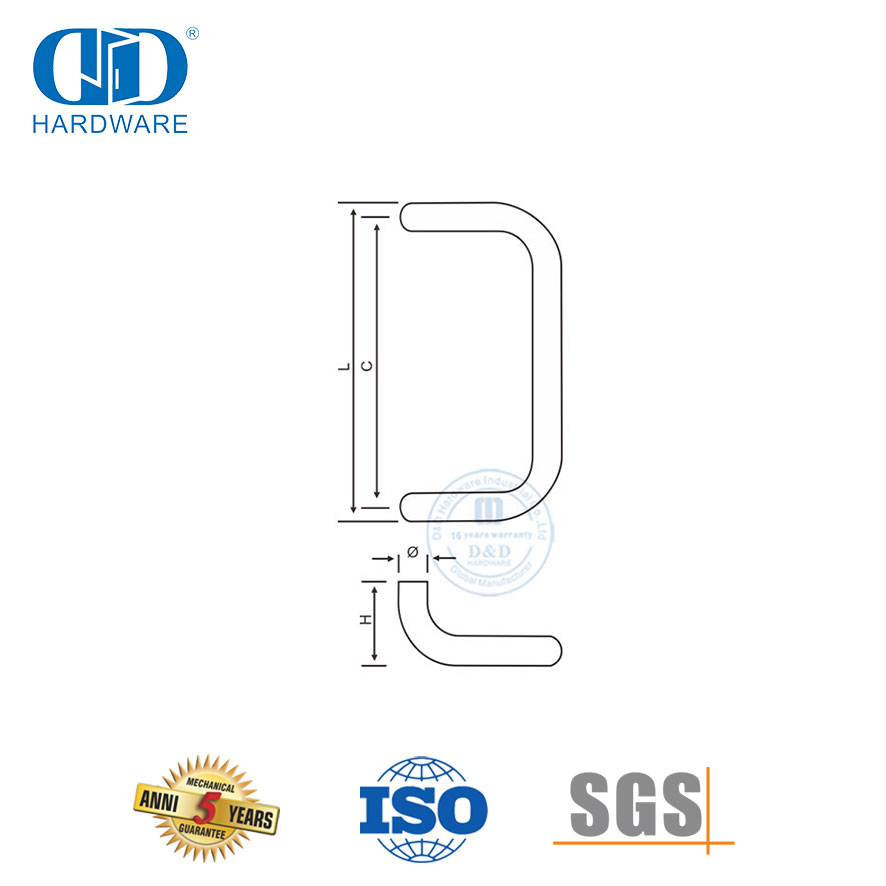 Изогнутая высококачественная коммерческая стеклянная дверная ручка для стеклянной двери-DDPH005