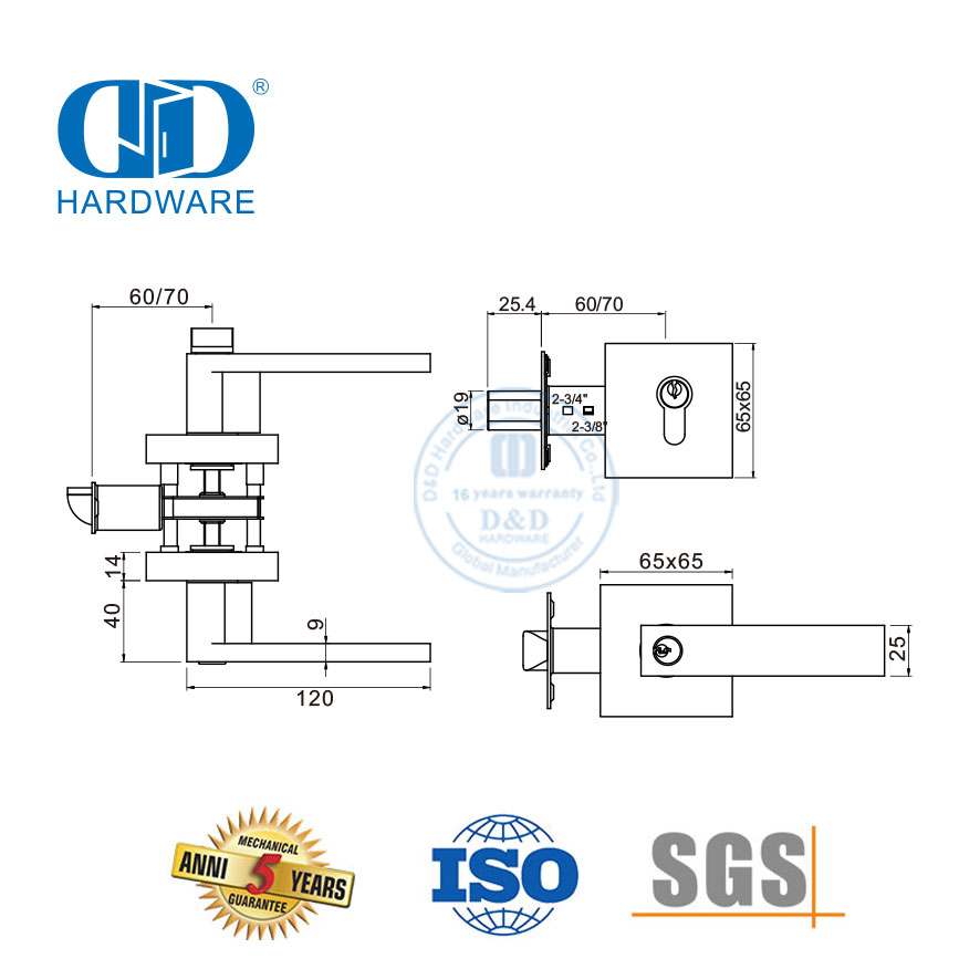 Рычаг входной двери с ключом, одноцилиндровый засов, регулируемый комбинированный комплект, запираемая ручка, набор замков для деревянной двери-DDLK025