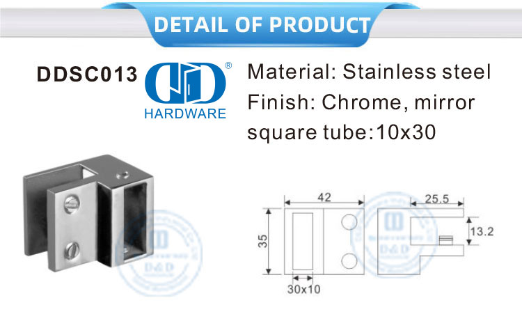 Безрамная стеклянная душевая панель из нержавеющей стали Коммерческие душевые перегородки Дверной аксессуар-DDSC013