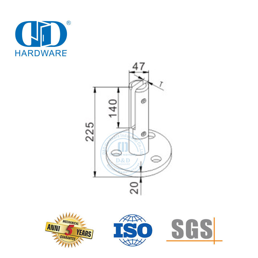 Безрамное стеклянное ограждение из нержавеющей стали, перила для балюстрады, стеклянный зажим, патрубок, поручень, настенный кронштейн-DDHB008