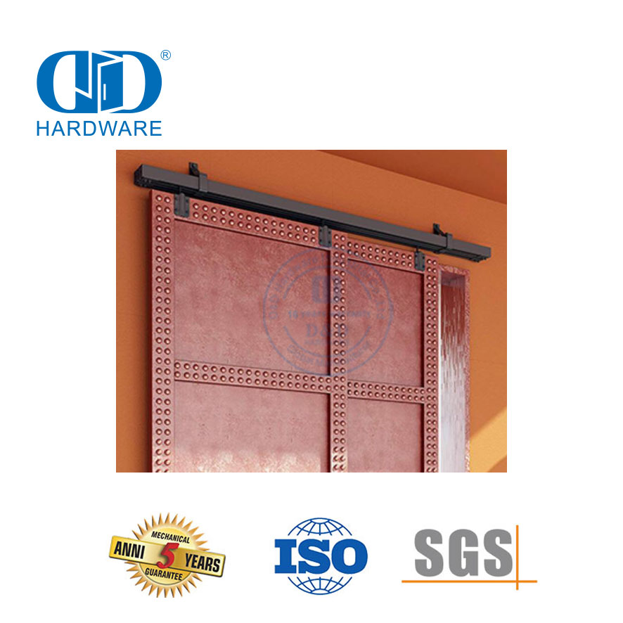 Сверхмощная прочная дверная фурнитура из нержавеющей стали по индивидуальному заказу, фурнитура для раздвижных дверей сарая с черной направляющей-DDBD042