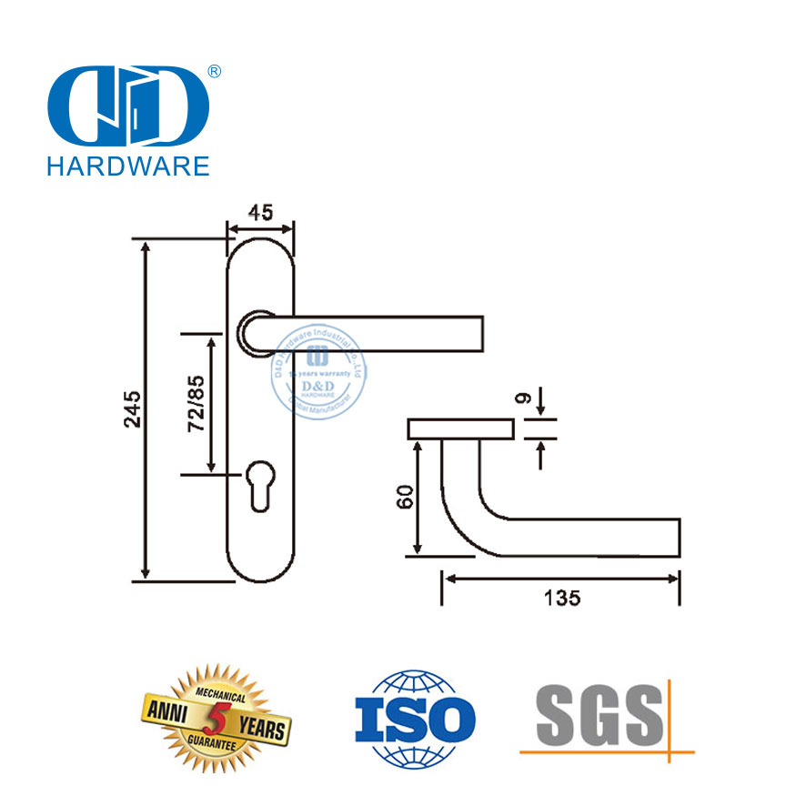 Офисный замок из нержавеющей стали 304, овальная дверная ручка с рычагом -DDTP003